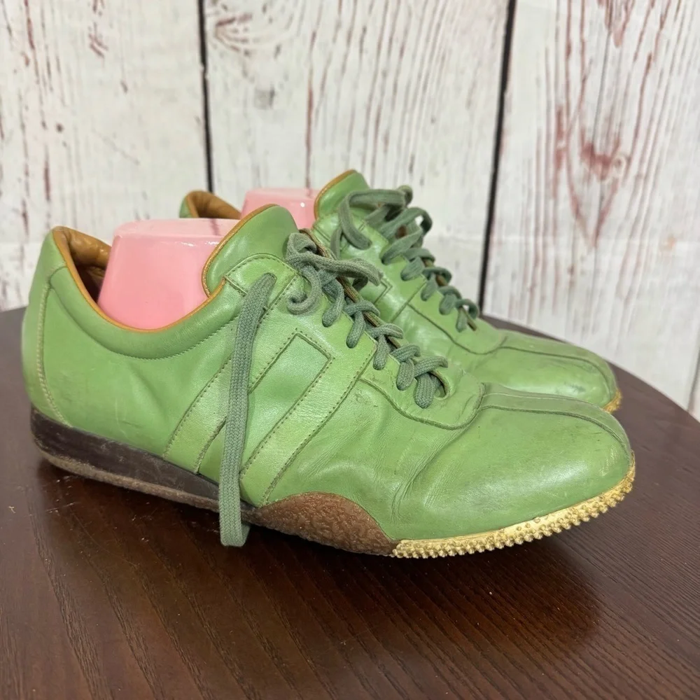BALLY Green Leather Men's Sneakers in size 8E